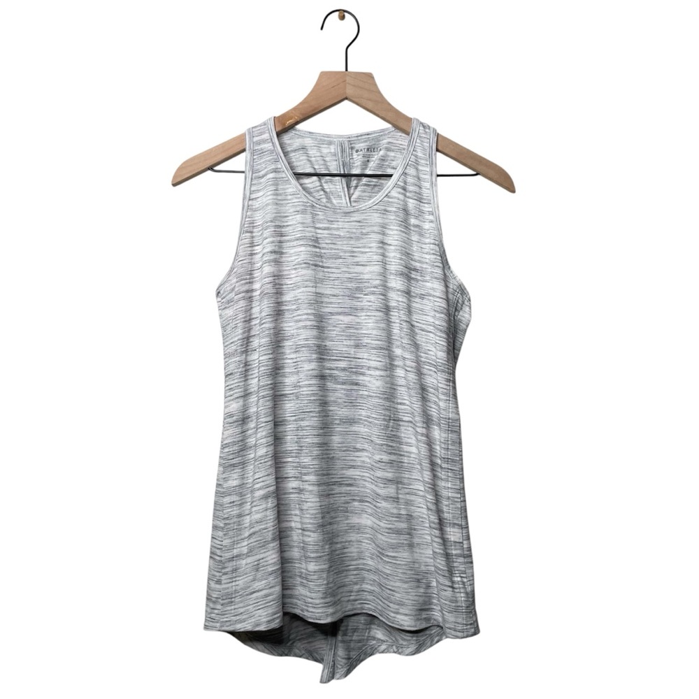 Athleta Essence Spacedye Tie Back Tank Gray Striped Women's Workout Tank Top - Picture 3 of 13